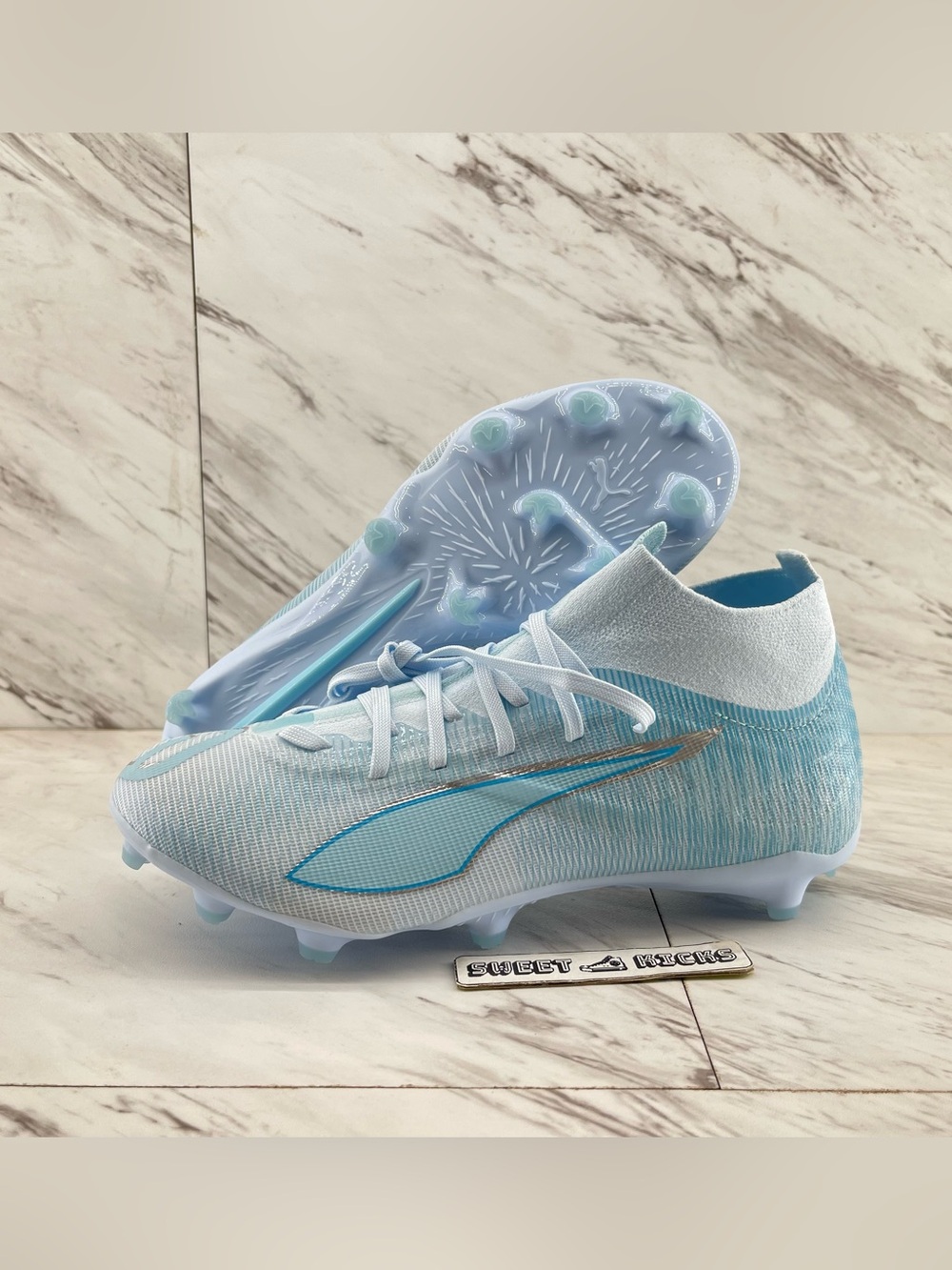 Puma Ultra Match 5 FG AG Soccer Cleats White Teal Women's